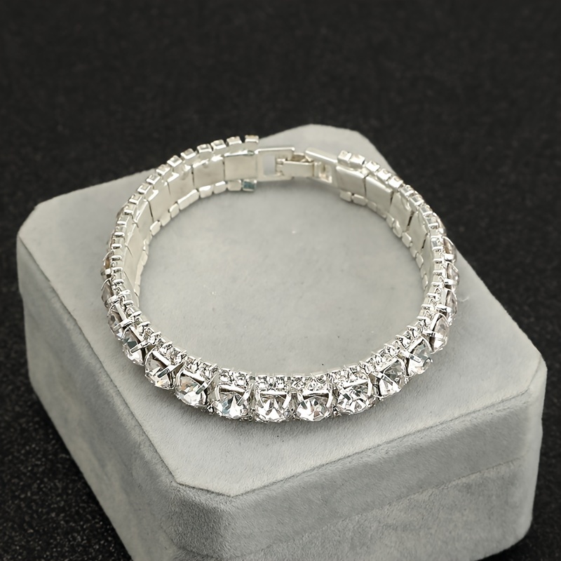 Large Crystal Zirconia Open Bracelet with Copper Chain